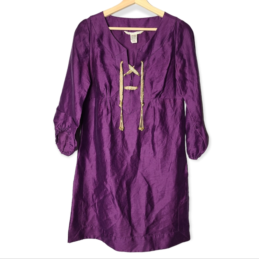 Diane Von Furstenberg Honey Pie Royal Purple Linen Blend Dress